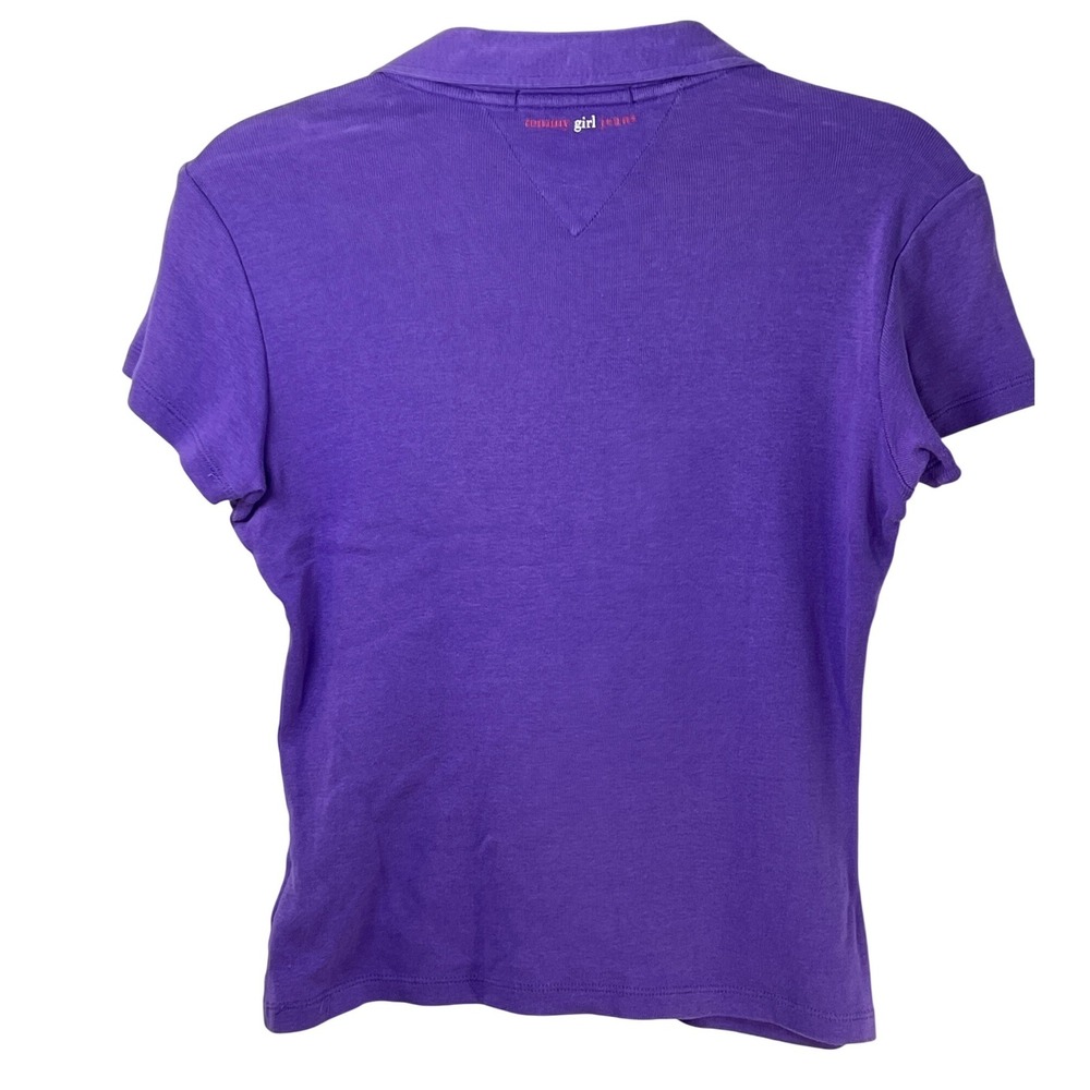 Tommy Jeans Vintage Retro Purple Polo Short Sleeve 90s Streetwear Large Grunge - Picture 4 of 5